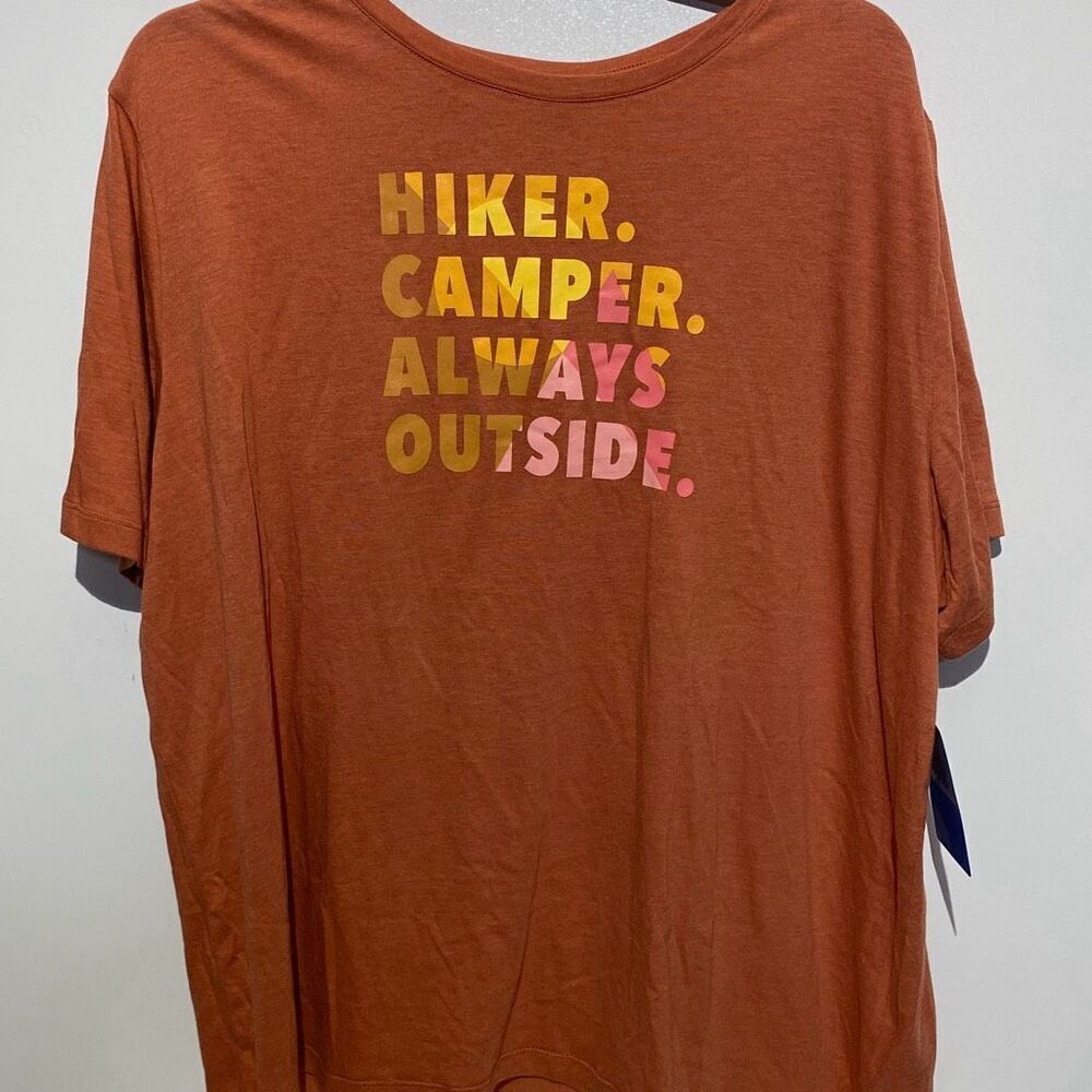 Columbia Womens 2X Hiker Camper Always Outside Graphic T-Shirt Orange AW3120-235
